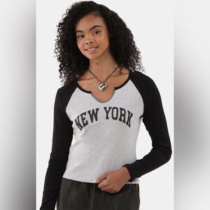 No Boundaries Black and Gray New York Crop Top